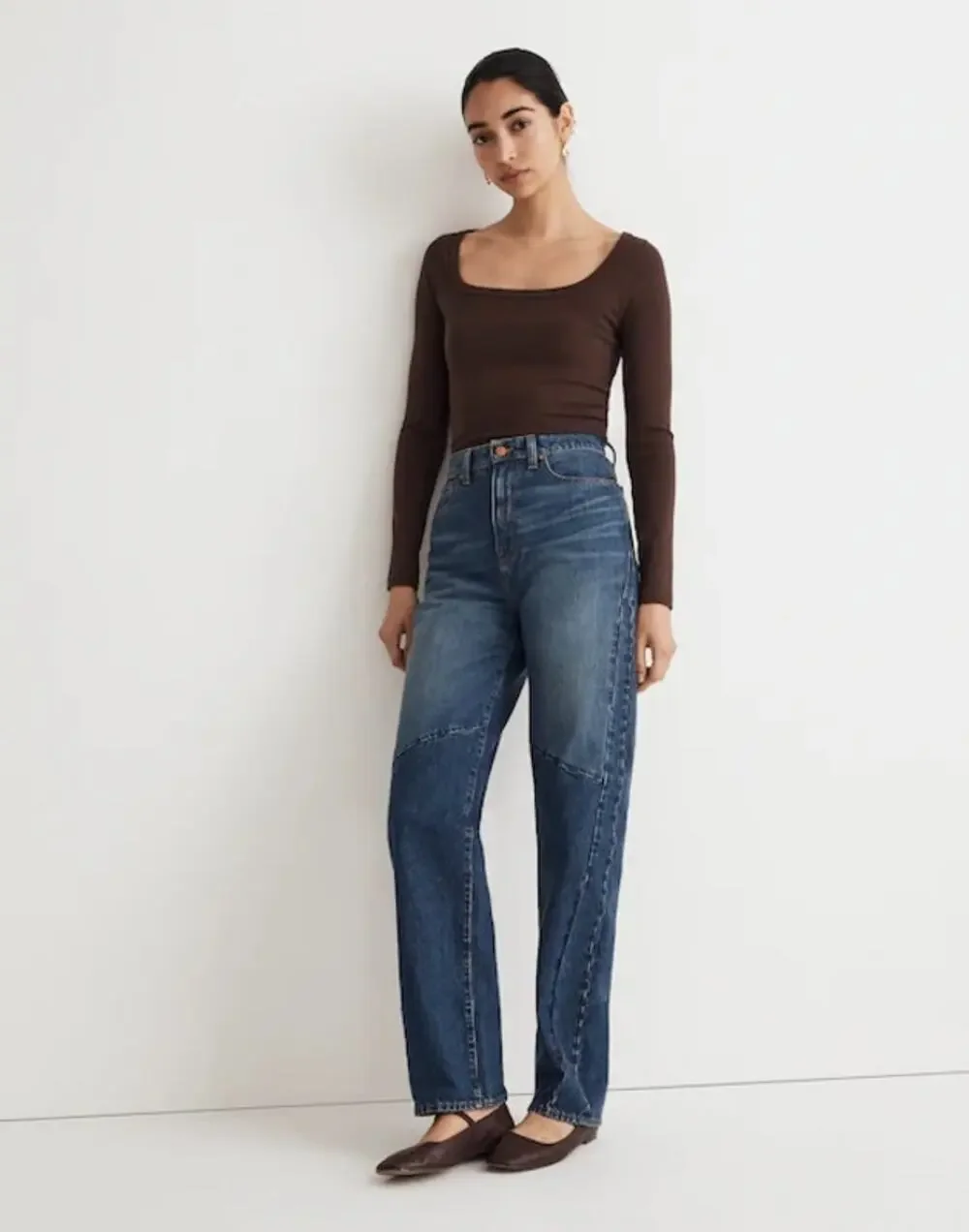 Madewell Baggy Tapered Jeans in Fanwell Wash: Two-Tone Edition Size 26 NWT